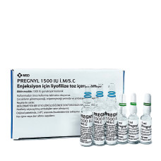 Pregnyl 1500 iu (in box 3 vials HCG & 3 vials solvent)